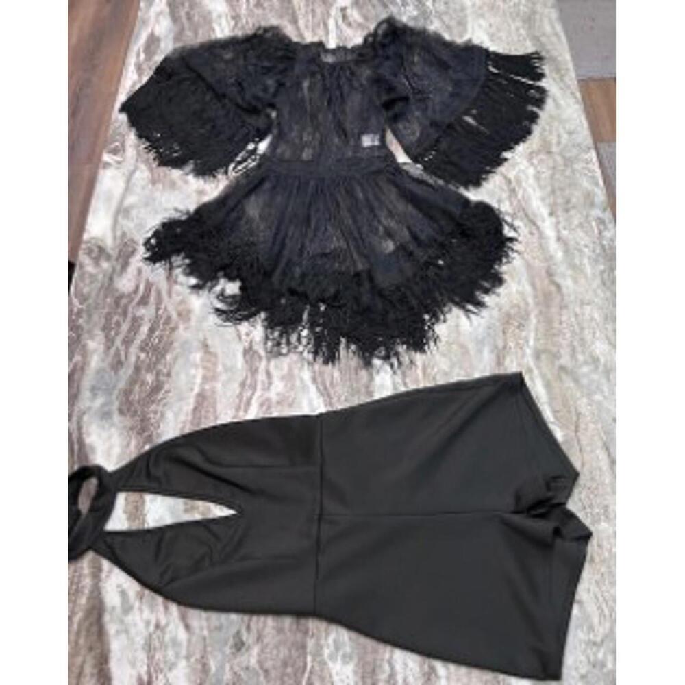 Sexy Alice McCall Goth Fringe & Halter CR Set 🖤 Festival Noir Revival G & VGUC - Picture 11 of 11